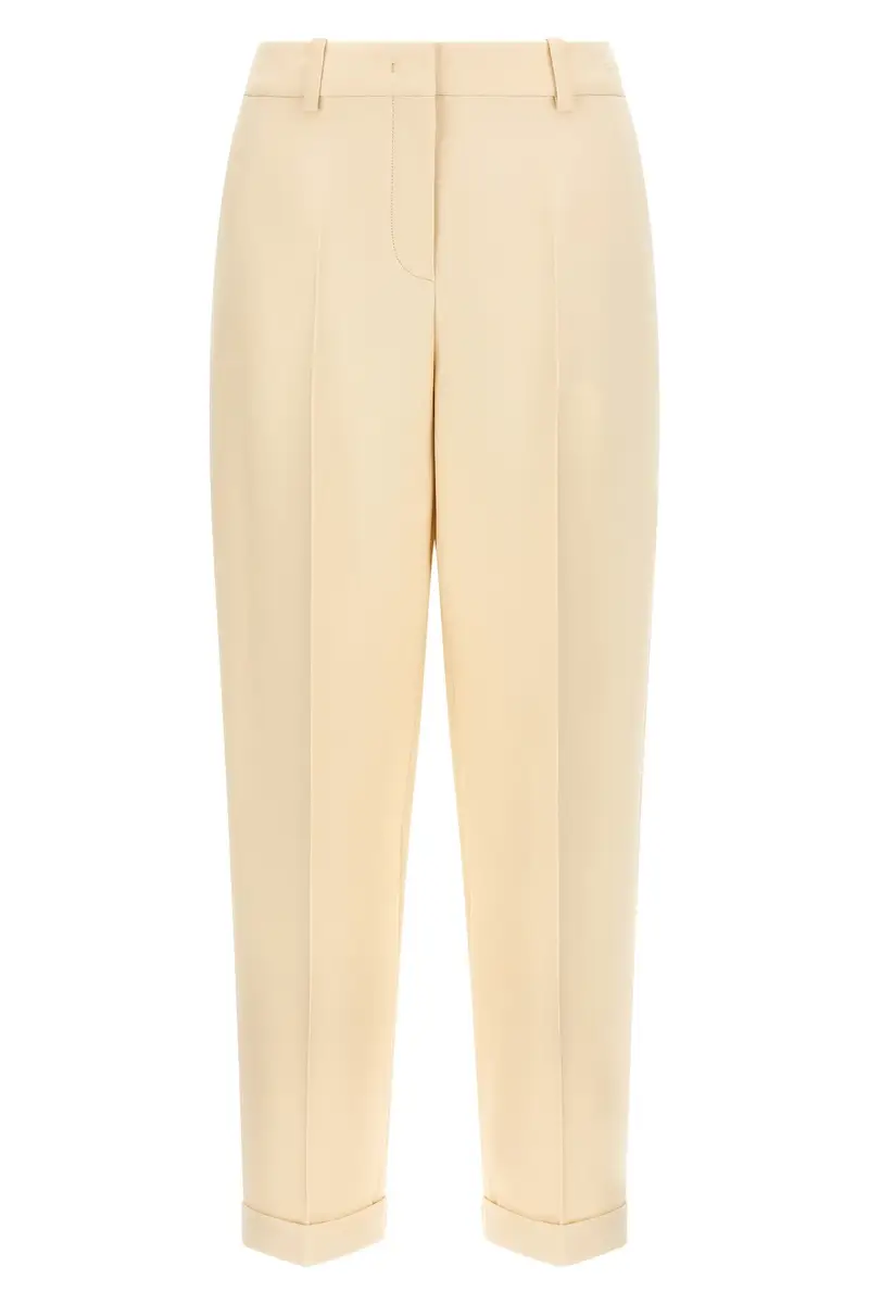 Pantalone Lana E Seta Beige