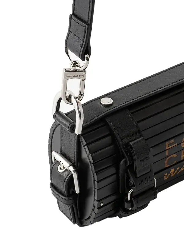 Bauletto nero in bambù con tracolla miniatura 2