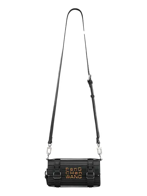 Bauletto nero in bambù con tracolla