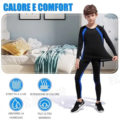 Fengzio Maglia Termica Bambino Intimo Termico Bambino Pantaloni Termici Bambina Funzione Base Layer Riscaldante miniatura 2