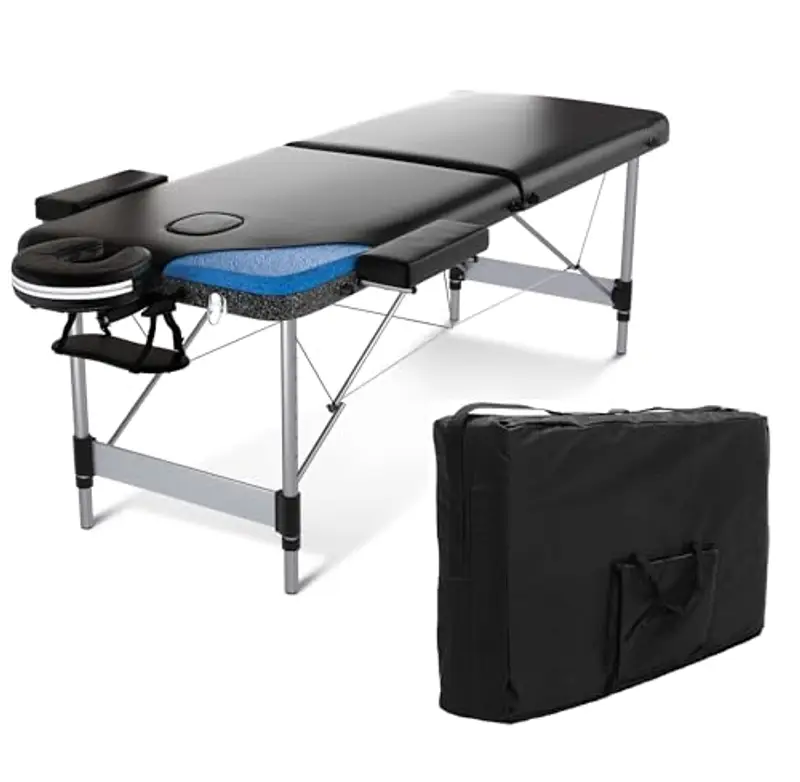 FENIXSHOP24 LETTINO MASSAGGIO PROFESSIONALE 2 ZONE IN ALLUMINIO PORTATILE RICHIUDIBILE - PER ESTETISTA,