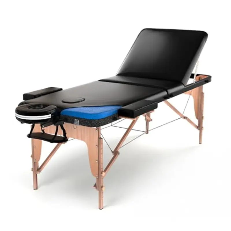 FENIXSHOP24 - LETTINO MASSAGGIO PROFESSIONALE 3 ZONE IN LEGNO PORTATILE E PIEGHEVOLE COD