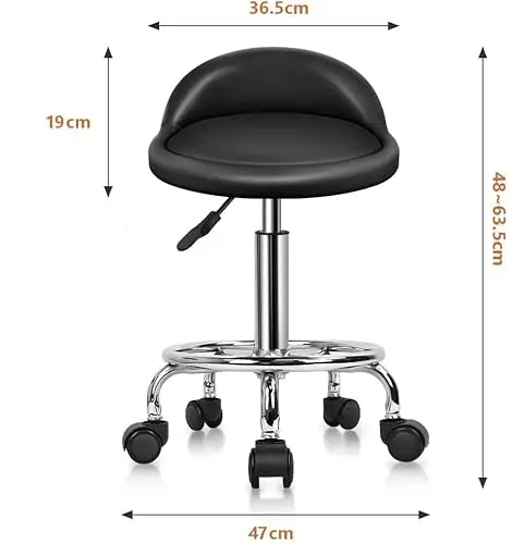 FENIXSHOP24 Sgabello Estetista per pedicure/manicure con Ruote - Regolabile in Altezza - Girevole - con Schienale e miniatura 3