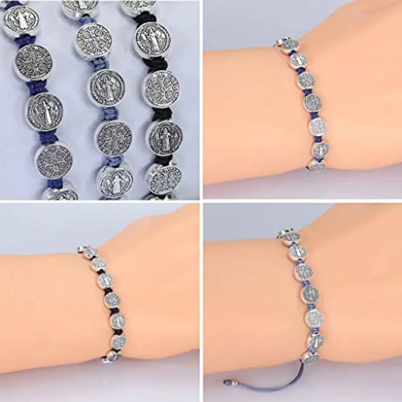 FENOHREFE Braccialetto religioso con preghiera portafortuna, realizzato a mano, con perline, per uomo e donna miniatura 2