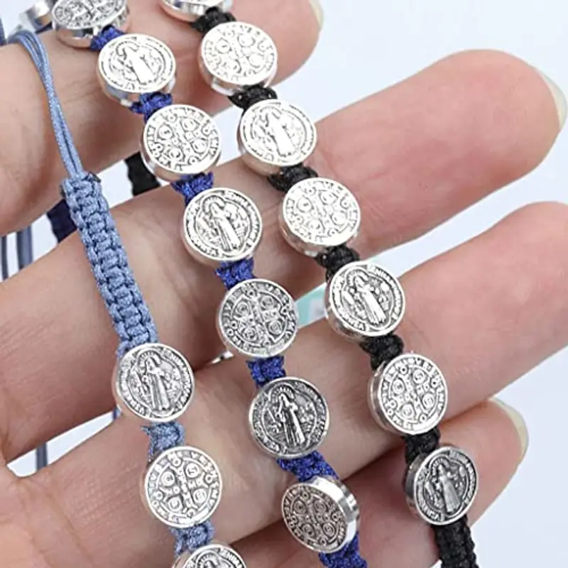 FENOHREFE Braccialetto religioso con preghiera portafortuna, realizzato a mano, con perline, per uomo e donna miniatura 3