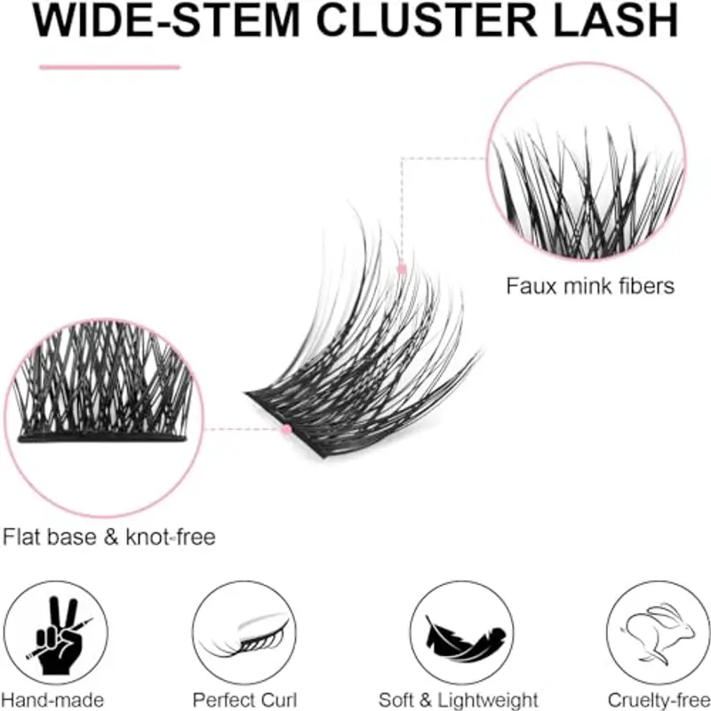 Fenshine Ciglia Finte Cluster, di lunghezza, morbide, per uso personale e domestico (FD02) miniatura 3