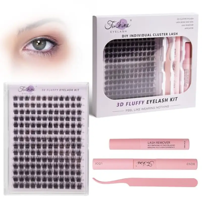 Fenshine Ciglia Finte Cluster, di lunghezza, morbide, per uso personale e domestico,I vecchi lotti vengono spediti a caso (T05 Eyelash Extension Kit)
