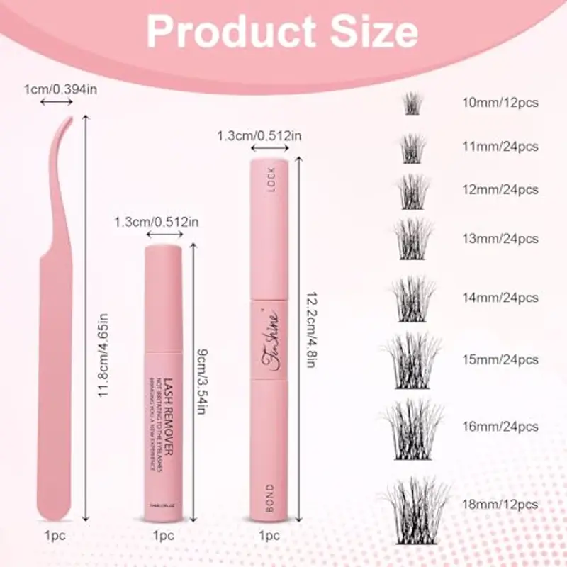 Fenshine Ciglia Finte Cluster, di lunghezza, morbide, per uso personale e domestico, I vecchi lotti vengono spediti a caso (T05 Eyelash Extension Kit) miniatura 2