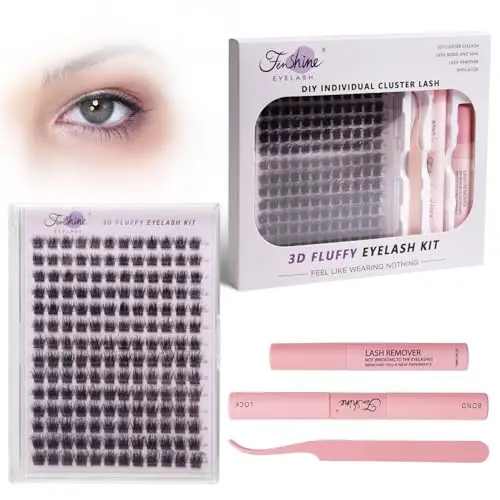 Fenshine Cluster Lashes Individual Lashes Wide Stem C/D Curl 9-15mm Length DIY Eyelash Extension Individual Soft False