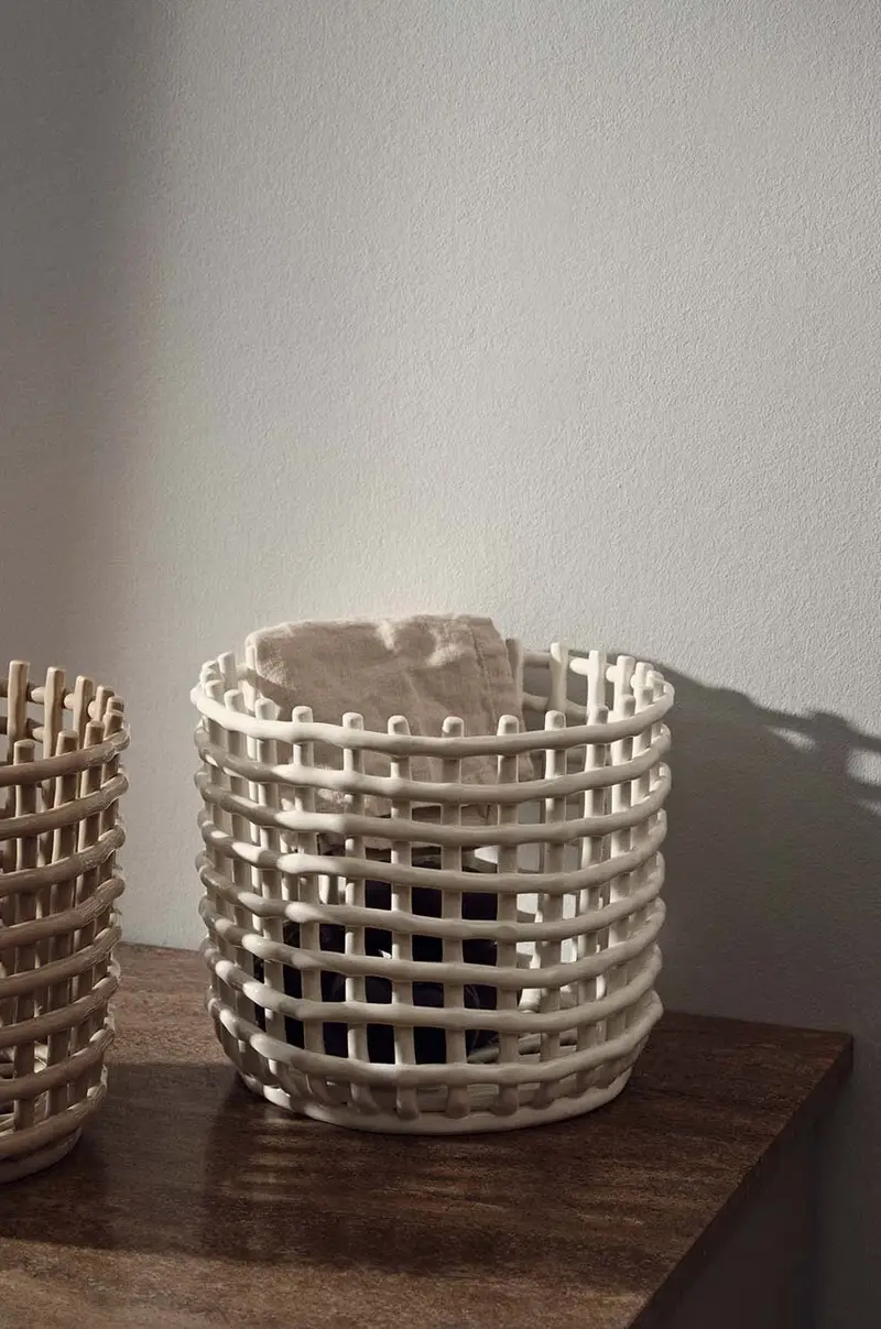 cestino decorativo L Bianco miniatura 2