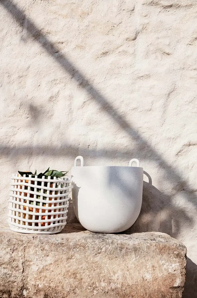 cestino decorativo L Bianco miniatura 3