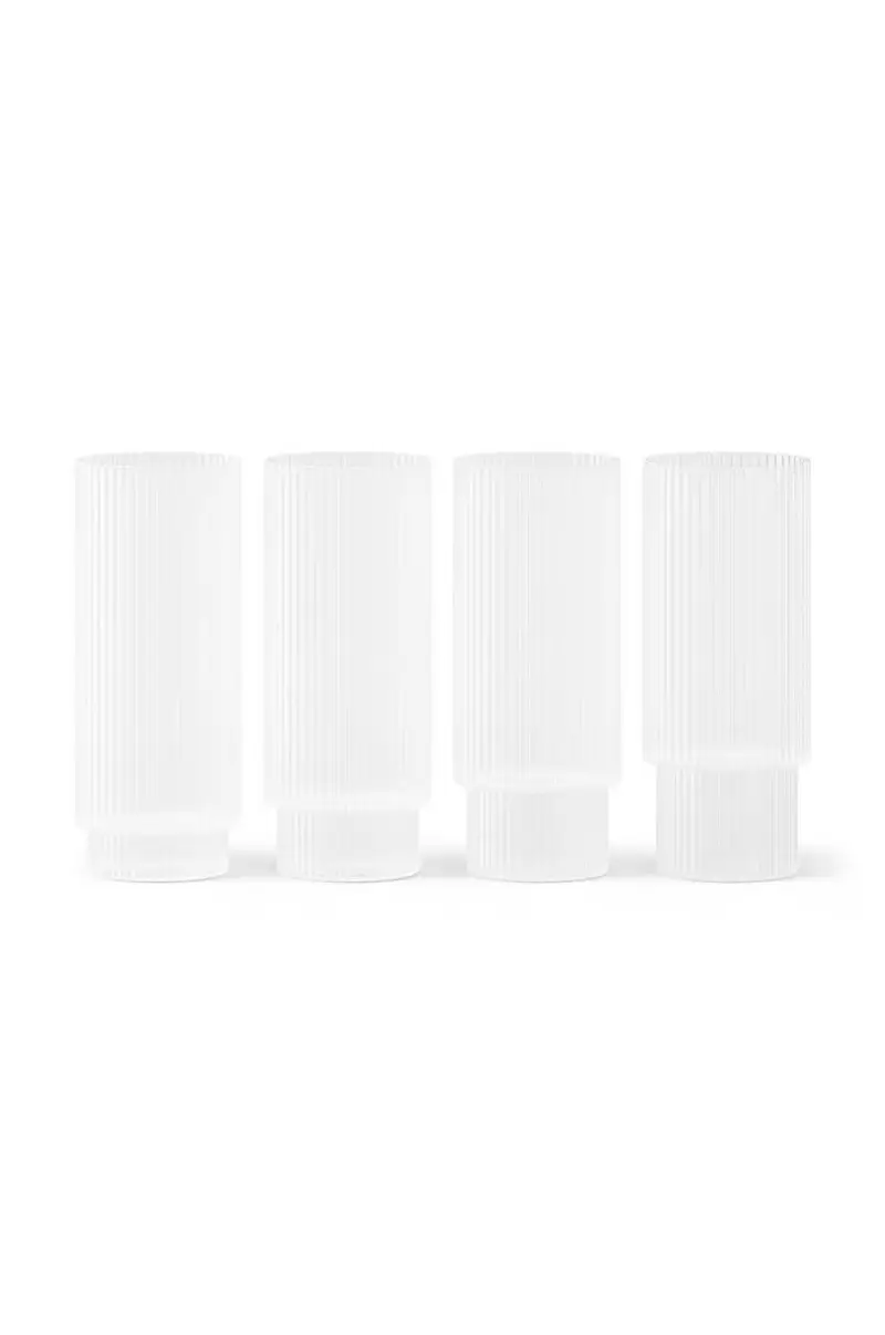 set bicchieri da drink Ripple Long Drink Glasses 300 ml pacco da 4 Bianco