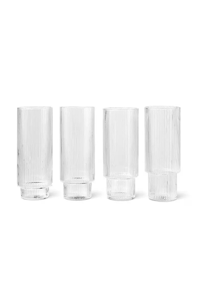 set bicchieri da drink Ripple Long Drink Glasses pacco da 4 Transparente