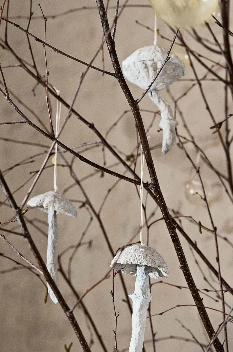 set decorazioni per natale Mushroom Ornaments pacco da 4 Bianco miniatura 2