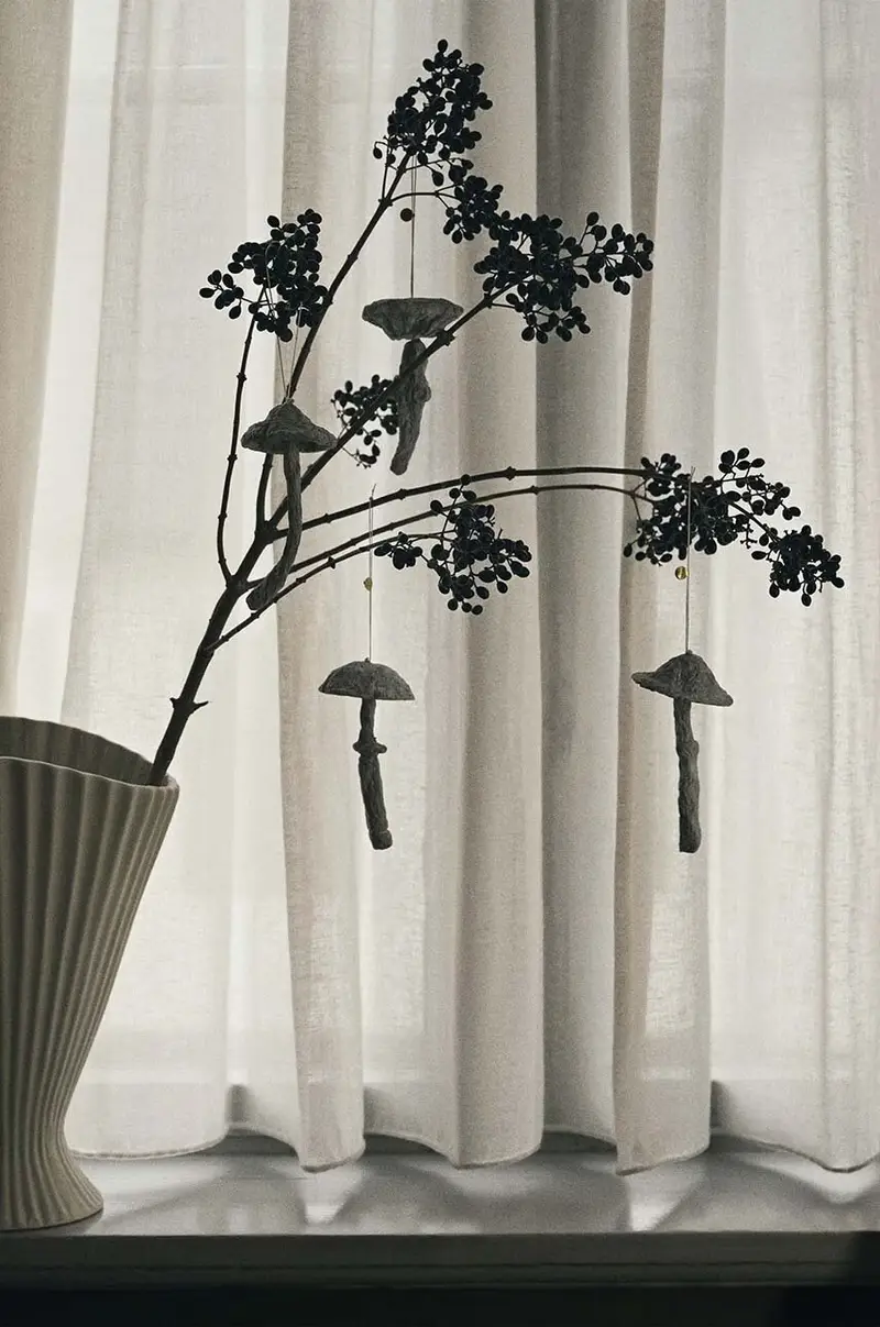 set decorazioni per natale Mushroom Ornaments pacco da 4 Bianco miniatura 3