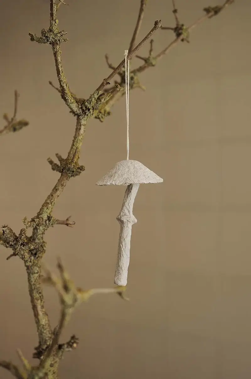 set decorazioni per natale Mushroom Ornaments pacco da 4 Bianco miniatura 4