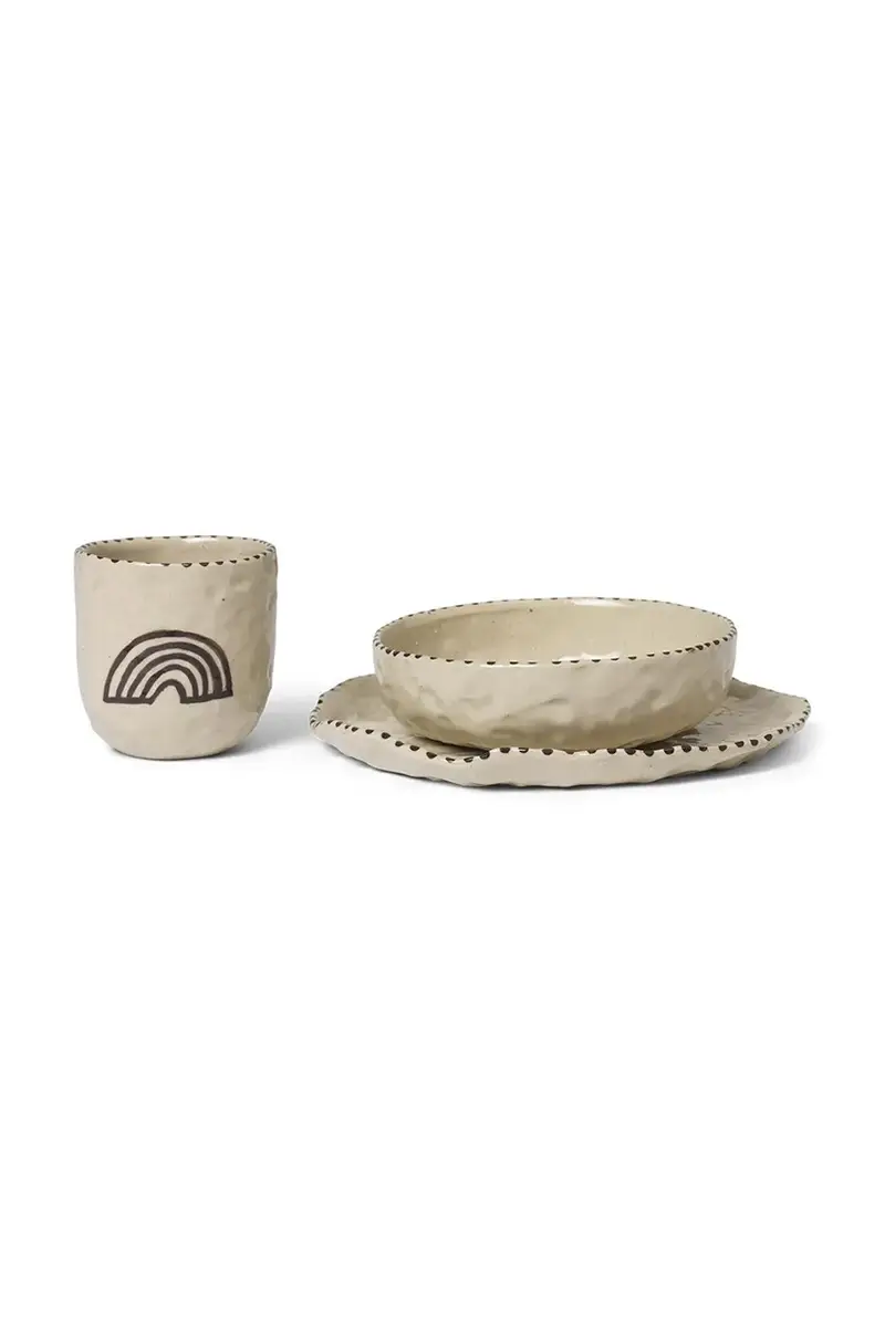set per la colazione per bambini Naive Ceramic Set pacco da 3 colore beige miniatura 2