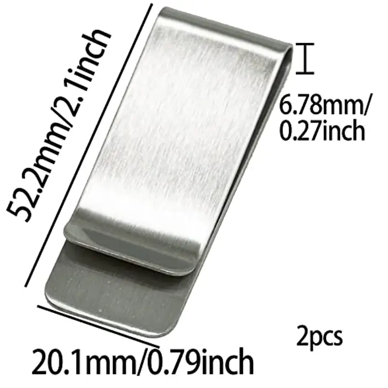 Fermasoldi in Metallo Sottile 2 Pezzi Fermasoldi Portatile per Banconote Fattura Credito Carte Fisso Titolare del Documentoo e Uomini Donne Regalo (Argento) miniatura 2