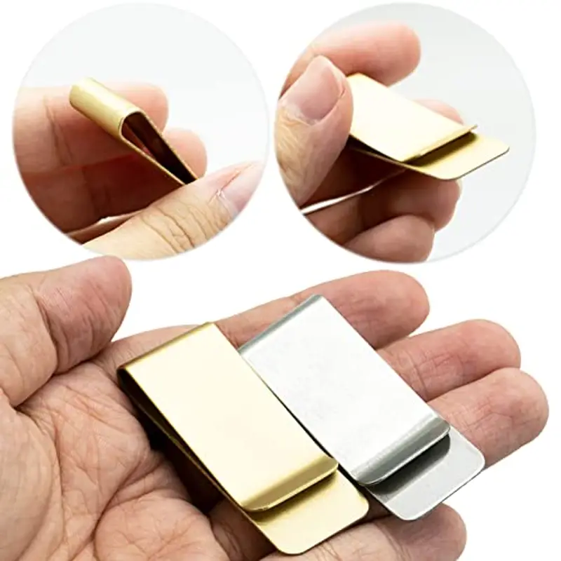 Fermasoldi in Metallo Sottile 2Pezzi Fermasoldi Portatile per Banconote Fattura Credito Carte Fisso Titolare del Documentoo e Uomini Donne Regalo (Argento e Oro) miniatura 3