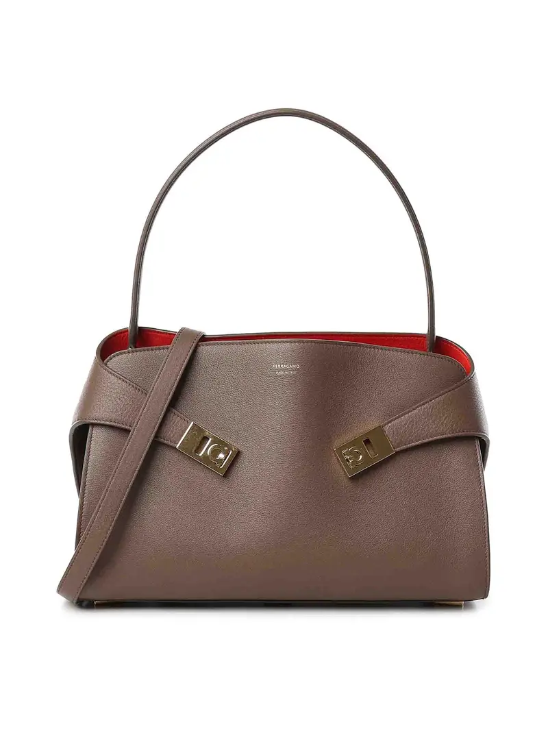 Abbraccia la spalla bicolore morbida (M) Marrone