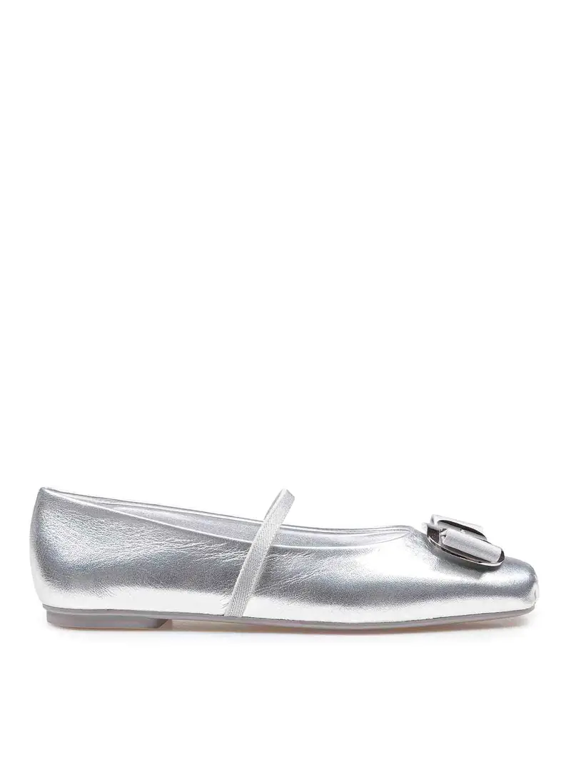 Ballerina Zina In Pelle Laminata Argento