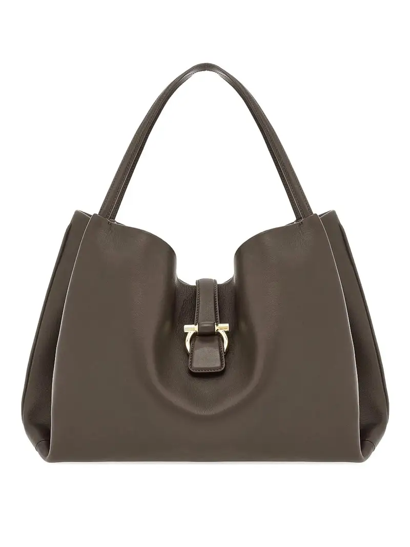 Borsa a tracolla media in pelle Grigio