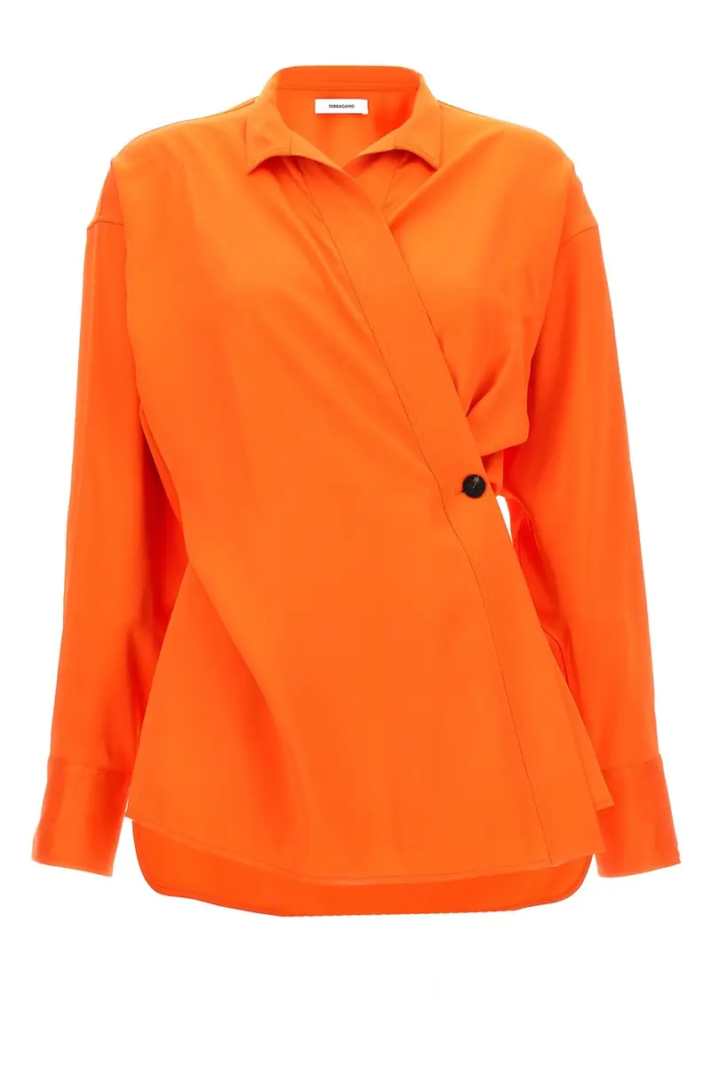 Camicia Asimmetrica Raso Arancione