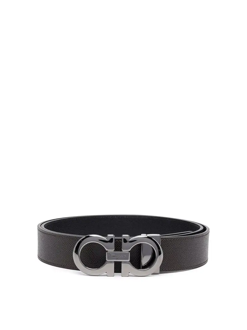 Cintura ganci reversibile in pelle martellata Beige