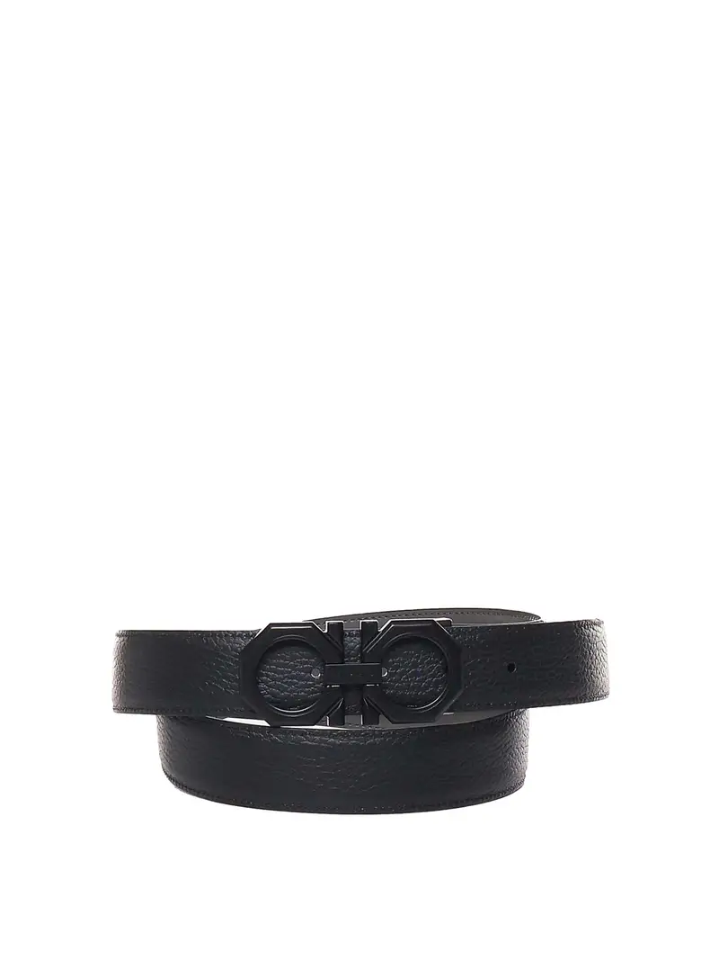 Cintura Gancini In Vitello Nero