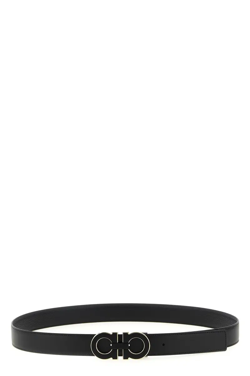 Cintura Reversibile 'Gancini' Nero