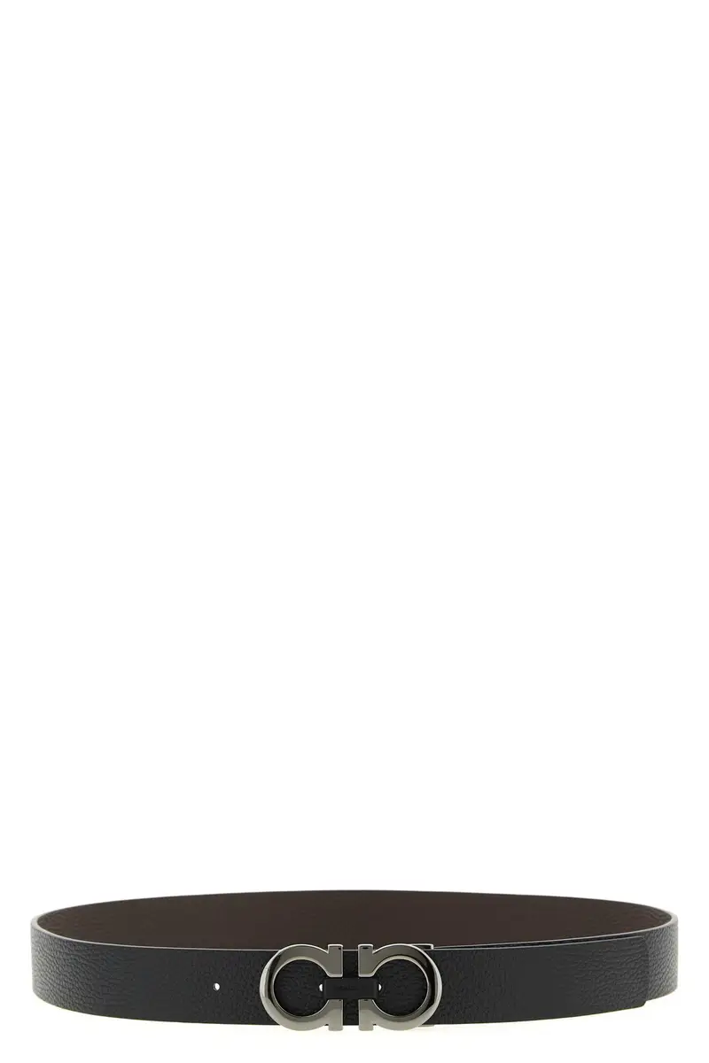 Cintura Reversibile 'Gancini' Nero