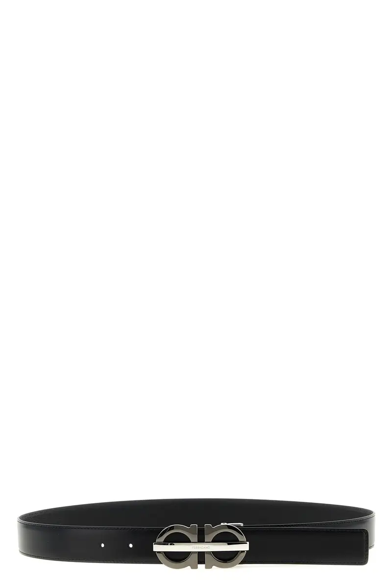 Cintura Reversibile Gancini Nero