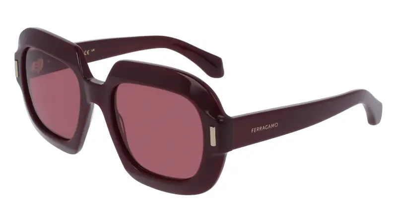 Donna Ferragamo SF2068SE 606 Occhiali da sole Acetato Bordeaux Viola Farfalla Normale