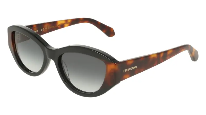 Donna Ferragamo SF2104S 006 Occhiali da sole Acetato Nero Rotonda Normale