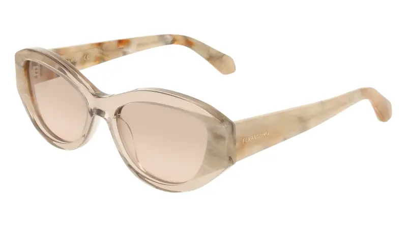 Donna Ferragamo SF2104S 252 Occhiali da sole Acetato Marrone Rotonda Normale