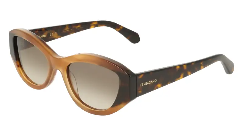 Donna Ferragamo SF2104S 264 Occhiali da sole Acetato Marrone Rotonda Normale