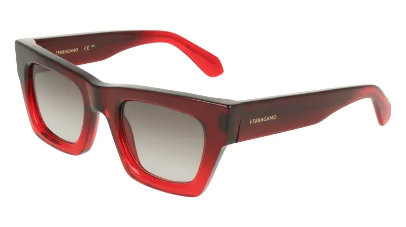 Donna Ferragamo SF2105S 615 Occhiali da sole Acetato Rosso Cat Eye Normale