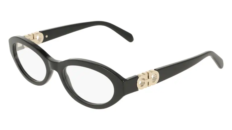 Donna Ferragamo SF3057 001 Montature da vista Acetato Nero Rotonda Normale
