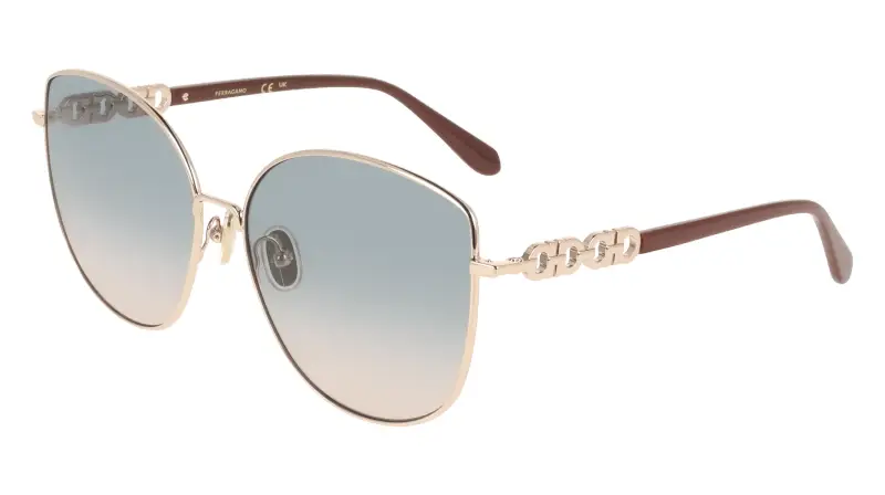 Donna Ferragamo SF339S 774 Occhiali da sole Metallo Blu Squadrata Normale