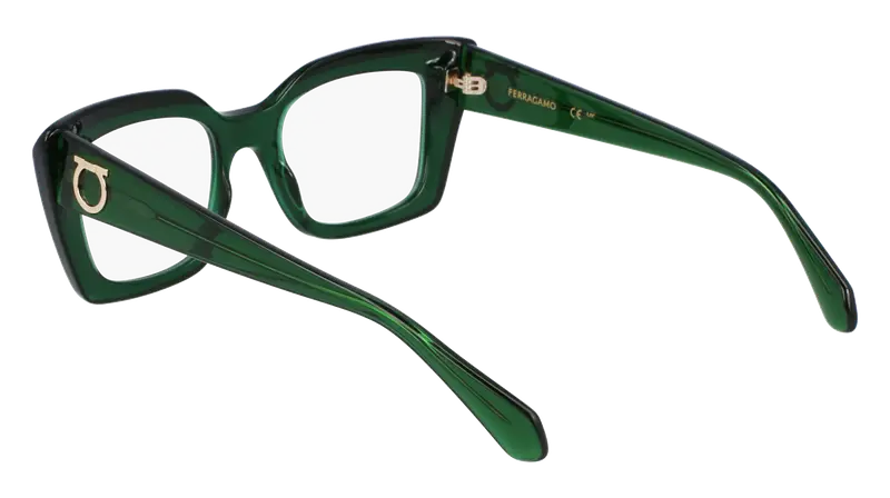 Ferragamo Donna SF3008 317 Montature da vista Acetato Verde Squadrata Normale miniatura 2