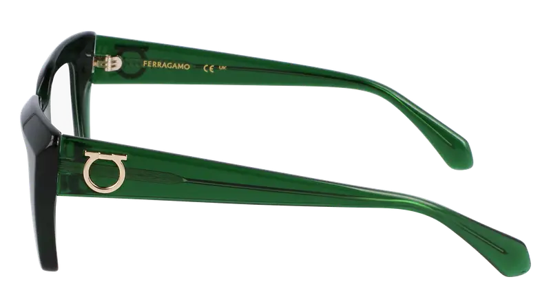 Ferragamo Donna SF3008 317 Montature da vista Acetato Verde Squadrata Normale miniatura 3
