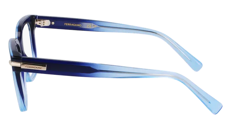 Ferragamo Donna SF3009 415 Montature da vista Acetato Blu Squadrata Normale miniatura 3