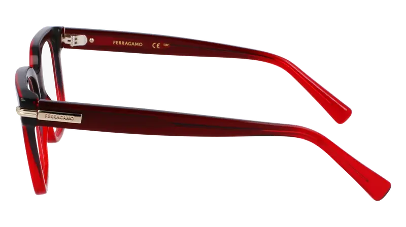 Ferragamo Donna SF3009 615 Montature da vista Acetato Rosso Squadrata Normale miniatura 3