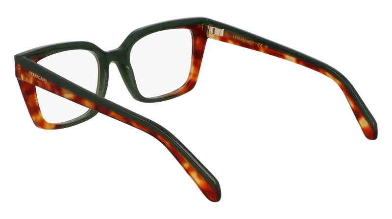 Ferragamo Donna SF3010 335 Montature da vista Acetato Verde Squadrata Normale miniatura 3