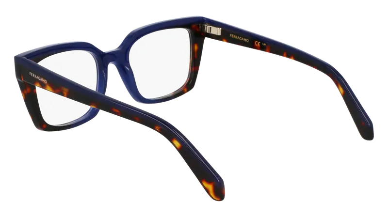 Ferragamo Donna SF3010 424 Montature da vista Acetato Blu Squadrata Normale miniatura 3