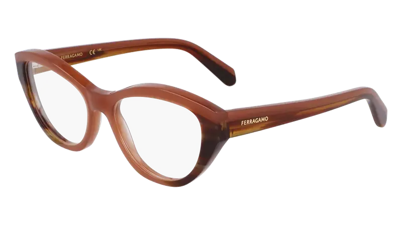 Ferragamo Donna SF3011 254 Montature da vista Acetato Marrone  Cat Eye Normale