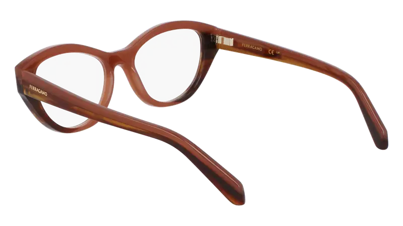 Ferragamo Donna SF3011 254 Montature da vista Acetato Marrone Cat Eye Normale miniatura 2