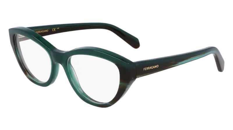 Ferragamo Donna SF3011 336 Montature da vista Acetato Verde  Cat Eye Normale