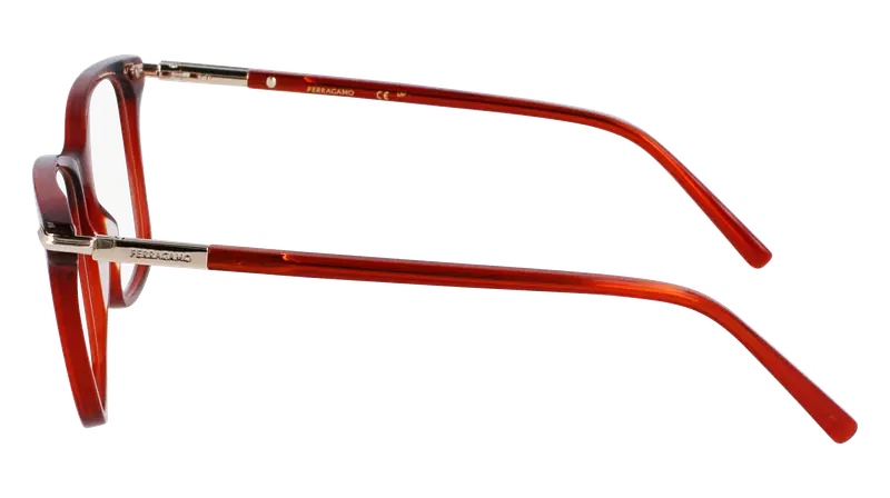 Ferragamo Donna SF3013 616 Montature da vista Acetato Rosso Squadrata Normale miniatura 3