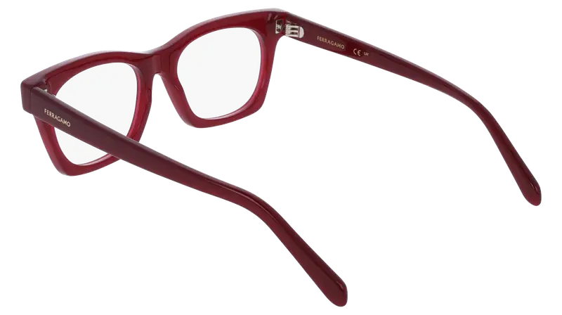 Ferragamo Donna SF3025 653 Montature da vista Acetato Rosso Squadrata Normale miniatura 3